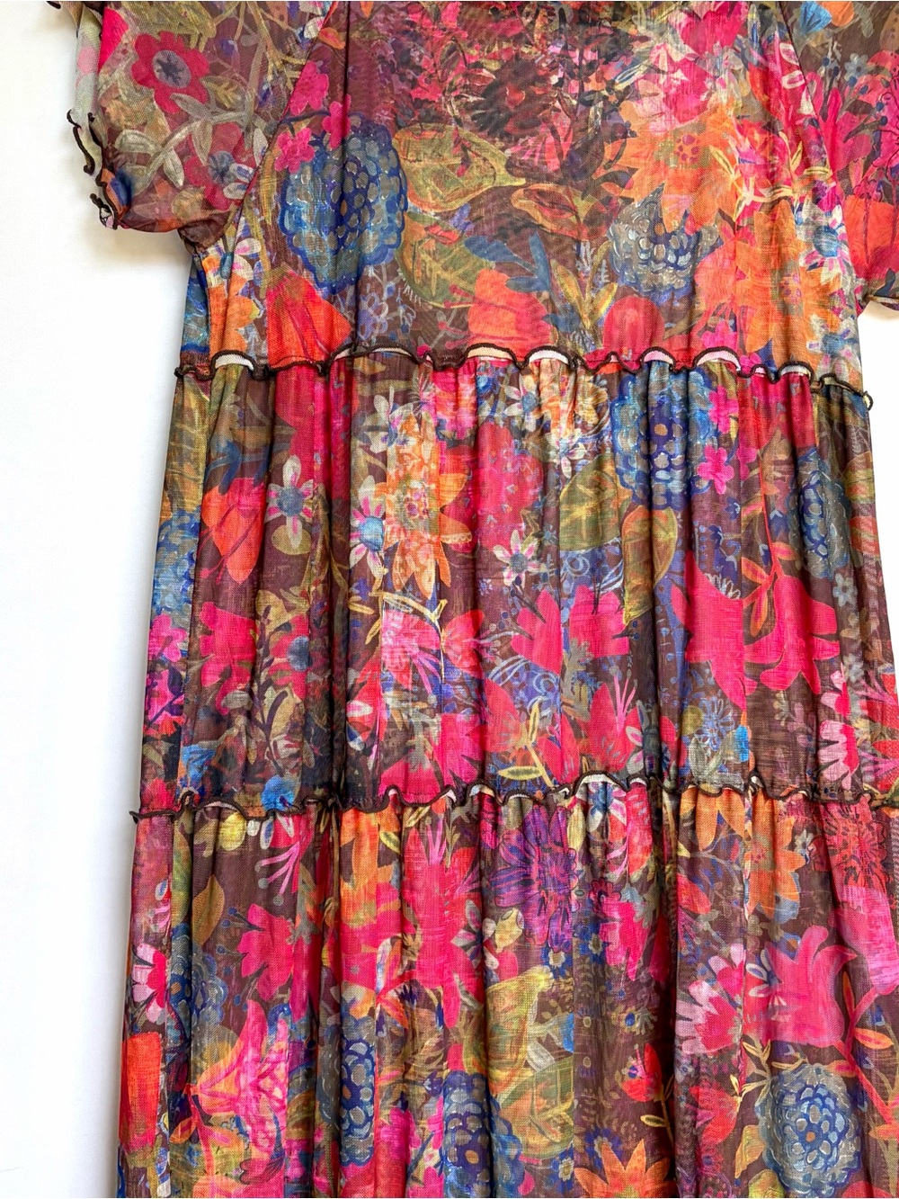 Natural Life Maxi Dress Sz M Berkley Mesh Tiered Cottagecore Peasant Boho - Picture 5 of 16